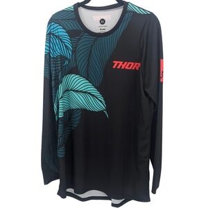 Thor Motocross Jersey Long Sleeve Top Women XL Black Sporty Athletic Bike Riding